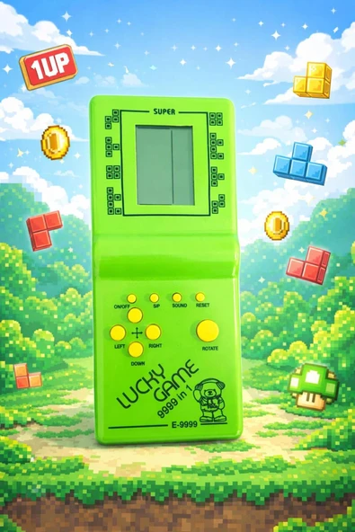 Nostaljik Atari El Oyunu Tetris Yeşil ürün görseli 1