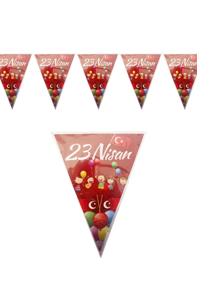 23 Nisan Çocuk Bayramı Üçgen ipli Flama Bayrak - 1 Adet ürün görseli 1