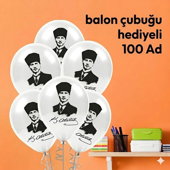 Atam Balon 12 Inç-30 cm 100 Adet-Balon Çubuğu Hediyeli 100 Adet ürün görseli 1