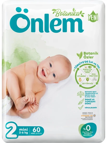 Önlem Botanika Bebek Bezi 2 Beden Mini 3 - 6 Kg 60 Adet ürün görseli 1