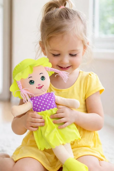 Oyuncak Bez Bebek Özel Yapım Premium Sarı 50 cm ürün görseli 1