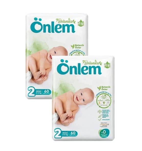 Önlem Botanika Bebek Bezi 2 Beden Mini 3 - 6 Kg 60 Lı x 2 Paket ürün görseli 1