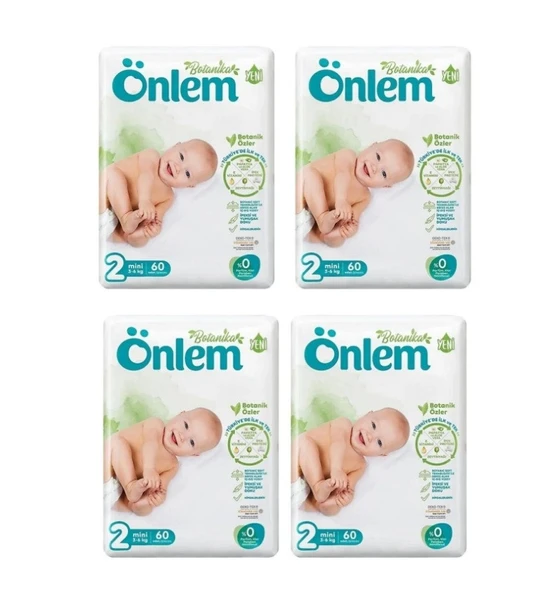 Önlem Botanika Bebek Bezi 2 Beden Mini 3 - 6 Kg 60 Lı x 4 Paket ürün görseli 1