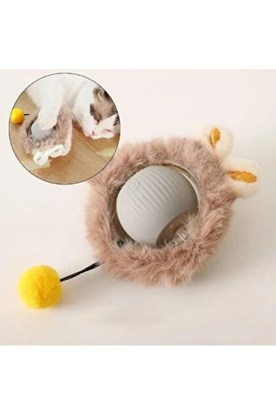 KP Şarjlı Hareketli Peluş Kedi Oyuncağı Kuyruklu 5 cm – İnteraktif Titreşimli Hareketli Top ürün görseli 1