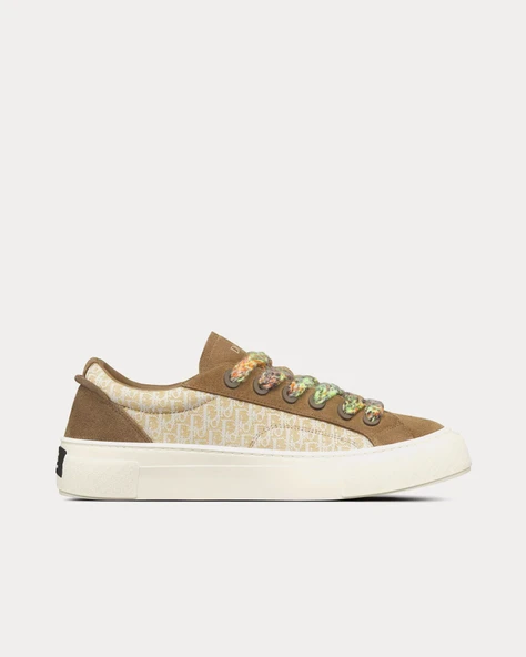 Dior B33 Khaki and Cream Dior Oblique Jacquard and Khaki Suede Low Top Sneakers ürün görseli 1