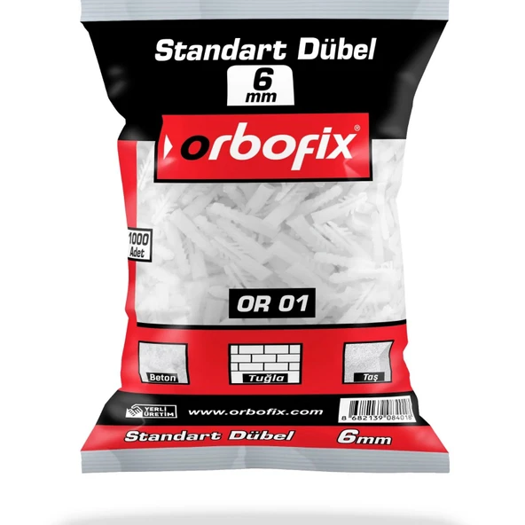 Plastik Dübel Beyaz 6mm (100 Adet) - Resim 2