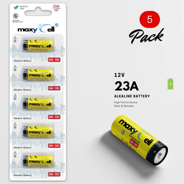 Maxycell 5 Adet  23A Alkalin Piller 12V - A23 L1028 MN21 GP23A ürün görseli 1