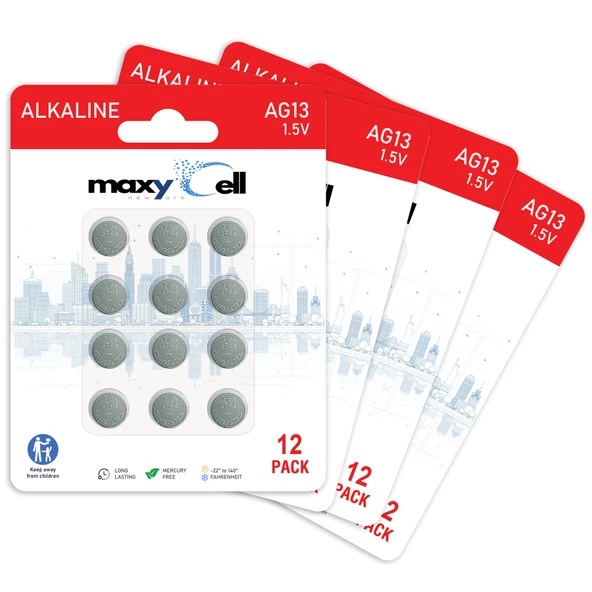 48 x Maxycell AG13 LR44 1,5 V Maxycell Alkalin Düğme Pil ürün görseli 1