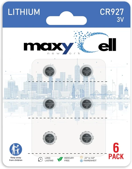 Maxycell 6 Adet CR927 Lityum Düğme Pil 3V DL927 CX927 ECR927 GR927 BR927 ürün görseli 1