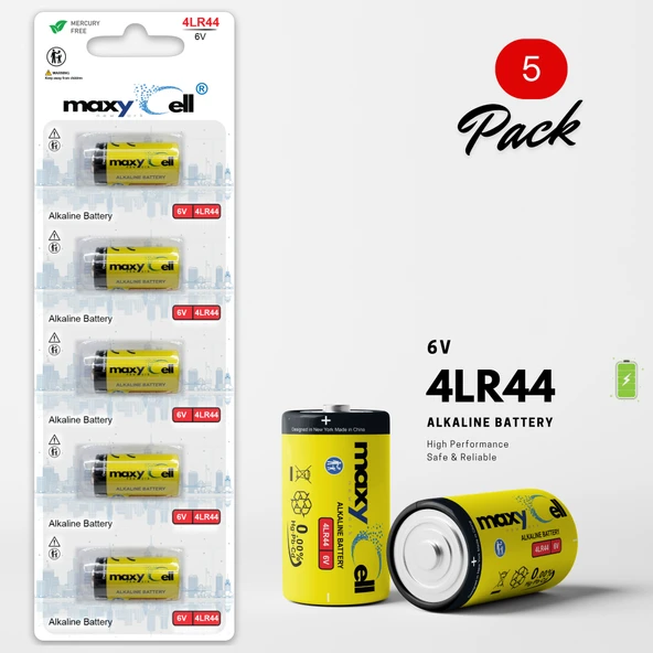 Maxycell 5 Adet 4LR44 6V Düğme Pil -  4AG13 A544 PX28A 476A ürün görseli 1
