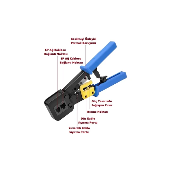 Ez RJ45 RJ11 RJ12 Cat5 Cat6 Yeni Nesil Konnektör Pense Çok Fonksiyonlu Ergonomik Kolay Sıkma Pensesi ürün görseli 1