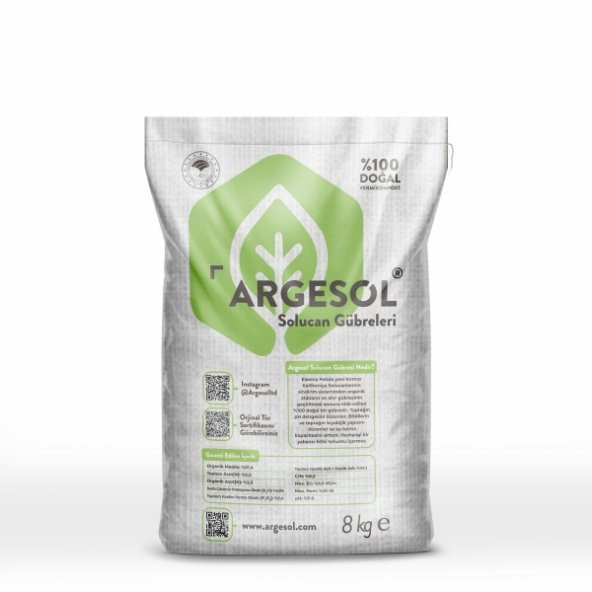Argesol Tarım 100 Doğal Katı Solucan Gübresi 8Kg ürün görseli 1