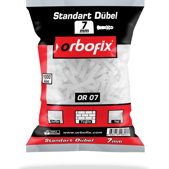 Plastik Dübel Beyaz 7mm (100 Adet) - Resim 2