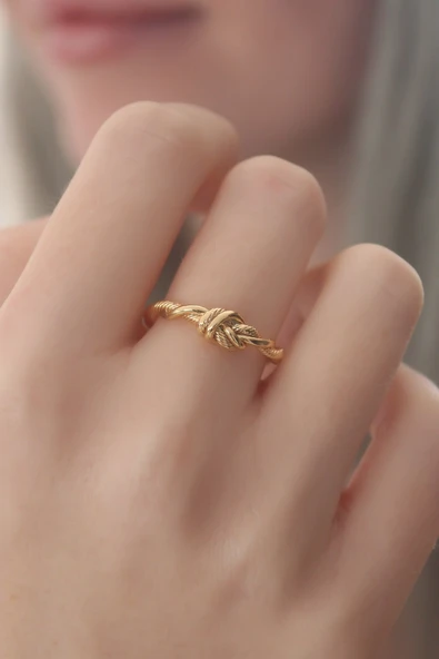 Gold Renk Halat Düğüm Model Kadın Yüzük ürün görseli 1