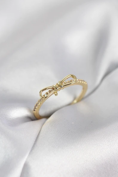 Fiyonk Model Zirkon Taşlı Gold Renk Kadın Yüzük ürün görseli 1
