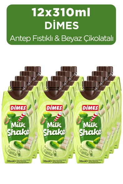Dimes Antep Fıstıklı Ve Beyaz Çikolatalı Milkshake 310 Ml - 12 Adet ürün görseli 1