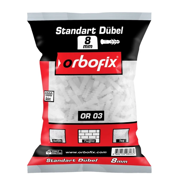 Plastik Dübel Beyaz 8mm (100 Adet) - Resim 2