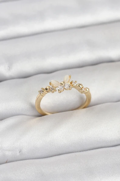 Kelebek Model Gold Renk Pirinç Kadın Yüzük ürün görseli 1