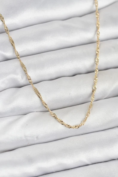 CM 14K Gold Renk Yassı Burgulu Model Kadın Kolye ürün görseli 1