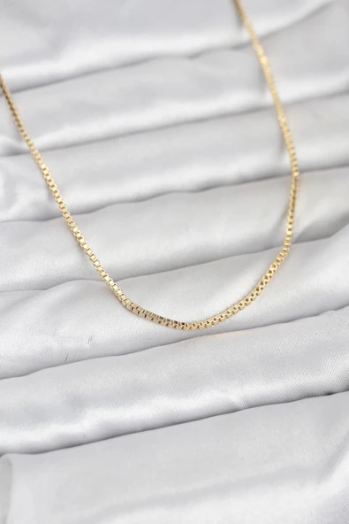 CM 14K Gold Renk Kare Zincirli Model 60 cm Kadın Kolye ürün görseli 1