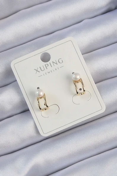 Xuping Gold Renk İnci Taşlı Halka Küpe ürün görseli 1
