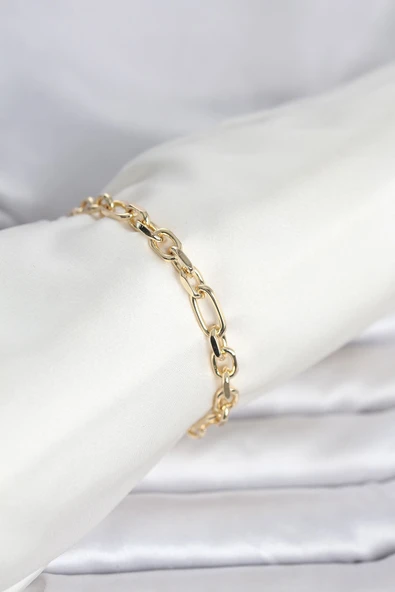 CM 14K Gold Renk Kalın Zincir Model Kadın Bileklik ürün görseli 1