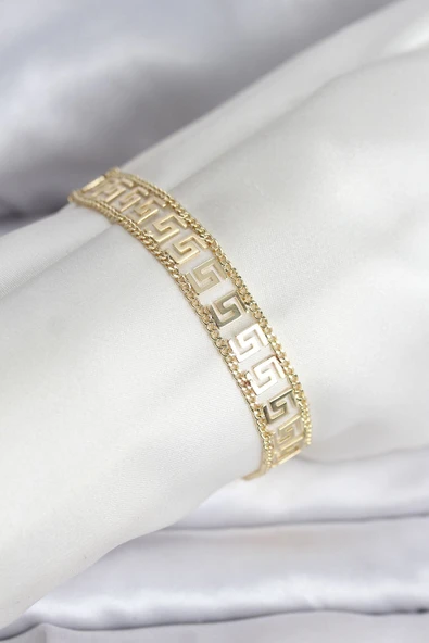 316L Çelik Gold Renk Labirent Model Kadın Bileklik ürün görseli 1