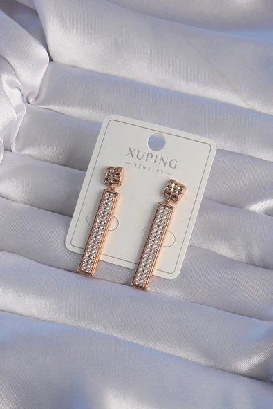 XUPİNG Rose Renk Zirkon Taşlı Su Yolu Küpe ürün görseli 1