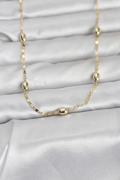 CM 14K Gold Renk Damla Topçuklu Zincir Model 60 cm Kadın Kolye ürün görseli 1