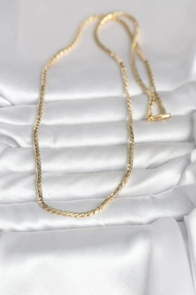 CM 14K Gold Renk Yassı Model 60 cm Kadın Kolye - Resim 2