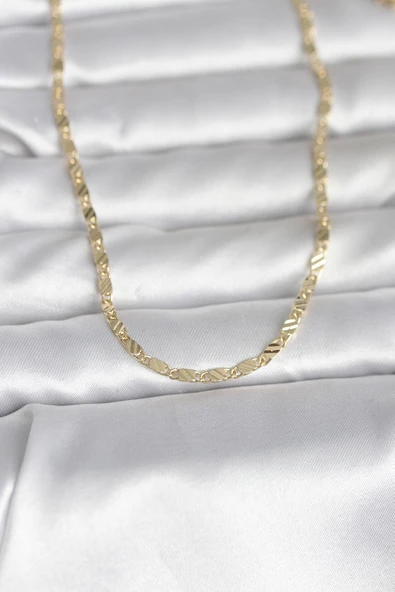 CM 14K Gold Renk Çizgi Lazer Model 60 cm Kadın Kolye ürün görseli 1