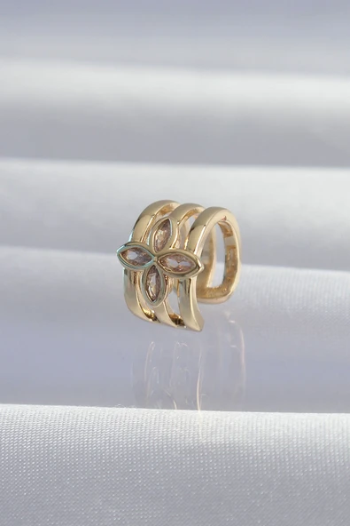 Pirinç Gold Renk Yonca Earcuff Küpe ürün görseli 1