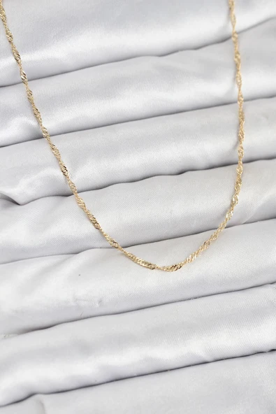 CM 14K Gold Renk Pirinç Ezme Burgu Model Kadın Kolye ürün görseli 1