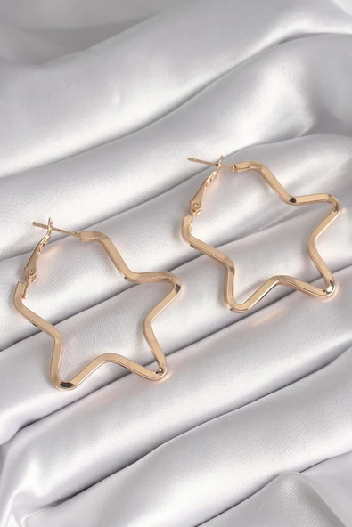 Pirinç Gold Renk Yıldız Model Kadın Küpe ürün görseli 1