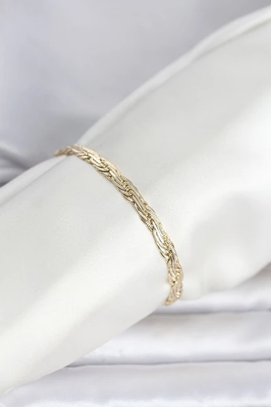 CM 14K Gold Renk Ezme Sarmal Zincir Model Kadın Bileklik ürün görseli 1