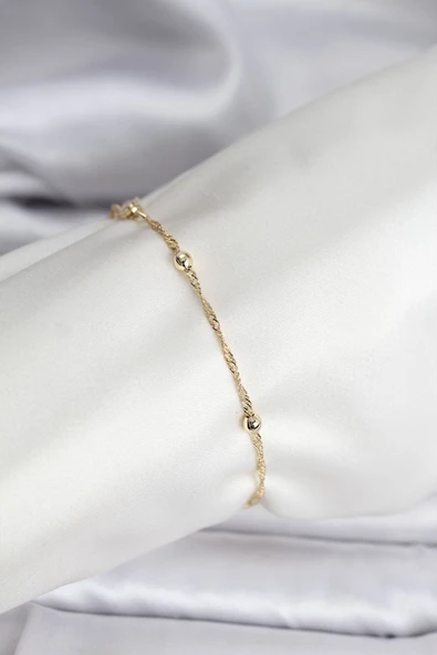 14K Gold Renk Kaplama Topçuklu Model CM Kadın Bileklik ürün görseli 1