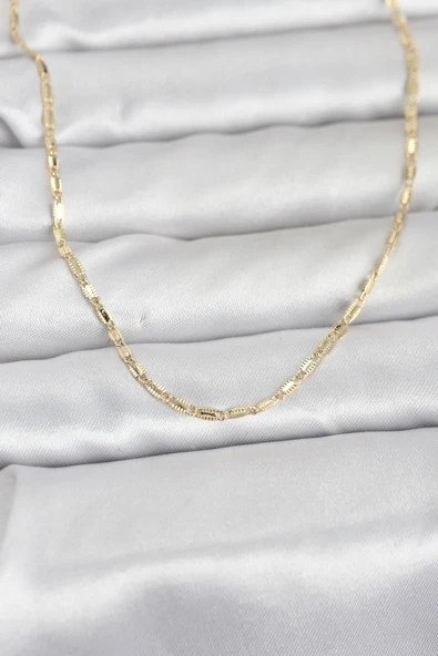 CM 14K Gold Renk Lazerli Zincir Model 60 cm Kadın Kolye ürün görseli 1