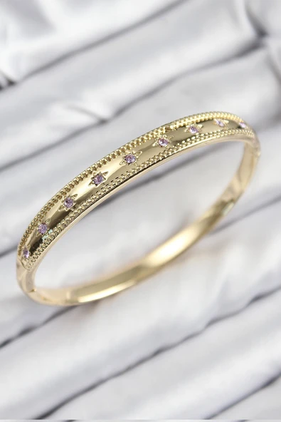 Pirinç Zirkon Taşlı Kutup Yıldızı Model Gold Renk Kadın Kelepçe ürün görseli 1