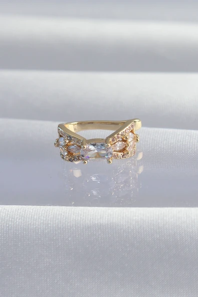 Pirinç Gold Renk Zirkon Taş Kaplama Earcuff Küpe ürün görseli 1