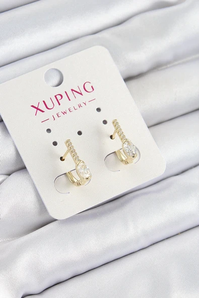 Xuping Zirkon Taşlı I Model Gold Renk Kadın Küpe ürün görseli 1