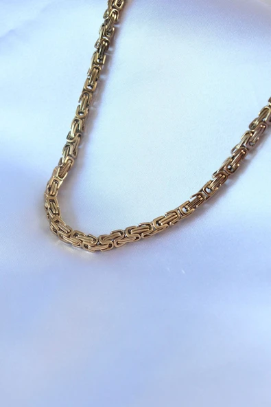 316L Çelik Gold Renk Kral Zincir Model Erkek Kolye ürün görseli 1