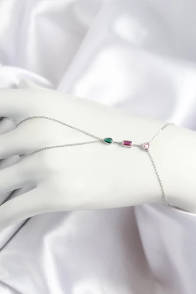 Pirinç Renkli Zirkon Taşlı Model Gümüş Renk Şahmeran ürün görseli 1