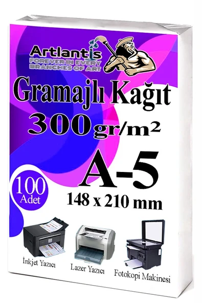 A5 Gramajlı Fotokopi Kağıdı 100 Adet 300 gr Sertifika Kağıdı Kalın Kağıt Baskı Tüm Yazıcılara Uyumlu 14.8x21cm Ofis Büro ürün görseli 1
