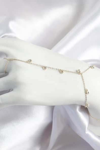 Pirinç Zirkon Taşlı Sallantılı Model Gold Renk Kadın Şahmeran ürün görseli 1