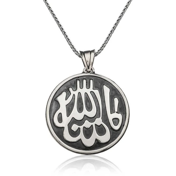 Gümüş Maşallah Yazılı Kolye ürün görseli 1