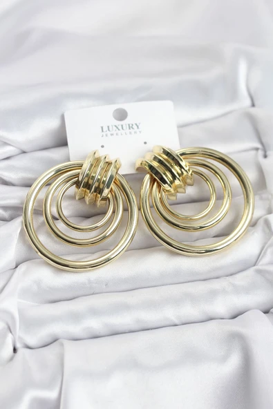 Pirinç Gold Renk Halka Model Vintage Kadın Küpe ürün görseli 1