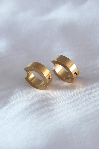 316L Çelik Gold Renk Sıkıştırmalı Erkek Küpe ürün görseli 1