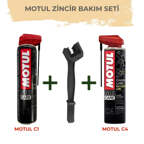 Motul Yeni C1 + C4 + Fırça Zincir Bakım Seti ürün görseli 1