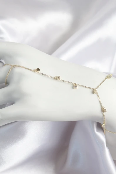 Pirinç Zirkon Taşlı Sallantılı Model Gold Renk Kadın Şahmeran ürün görseli 1