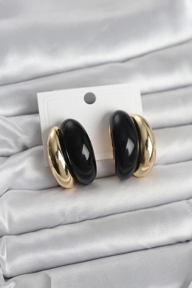 Damla Model Siyah Vintage Gold Renk Kadın Küpe ürün görseli 1